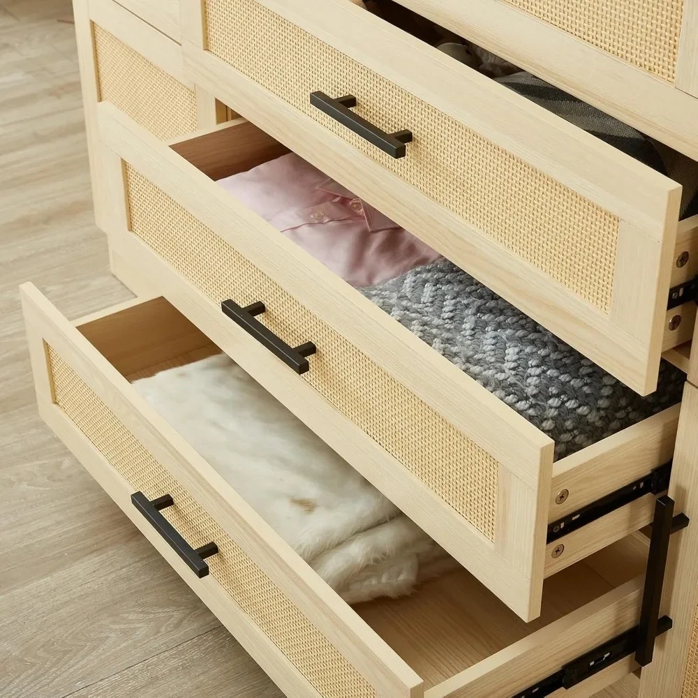 Шкафы и шкафы для спальни из ротанга высотой 71 дюйм 4-дверный шкаф с зеркалом