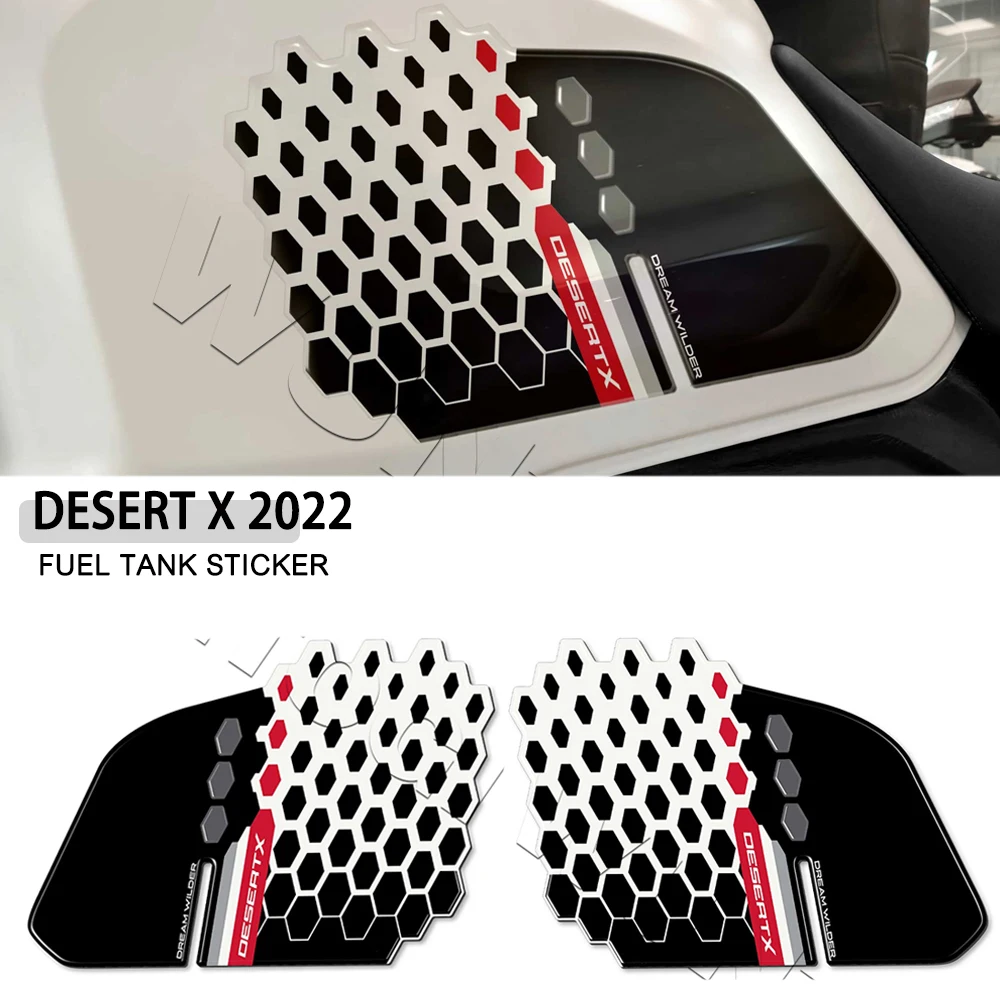 

FIt For Ducati Desert X DesertX 2022 New Motorcycle Accessories Tank 3D Decal Knee Grip Scratch and Non-slip Hand Guard Sticker