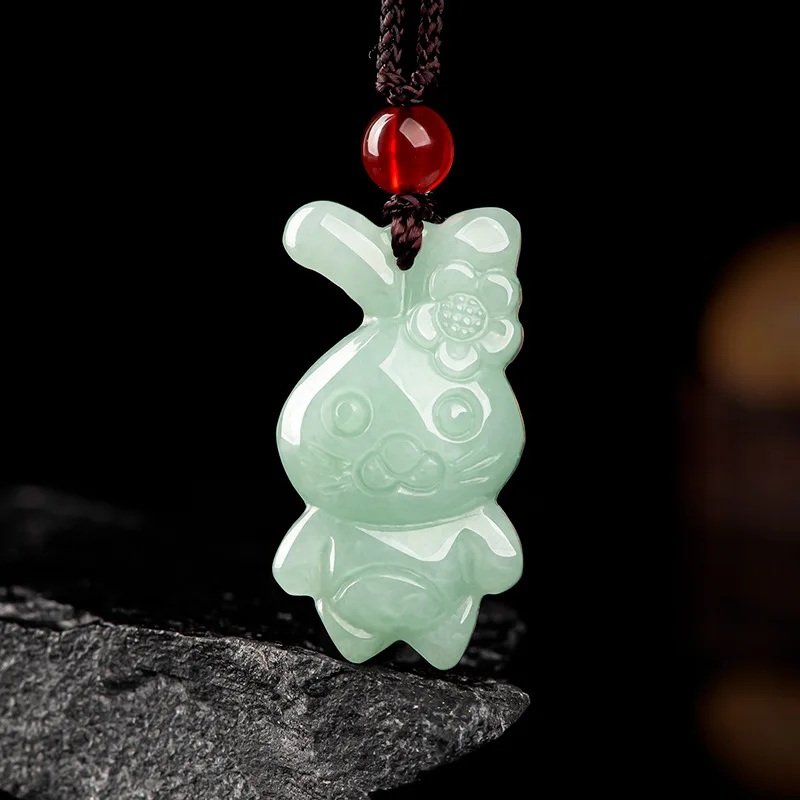 

Бирманский нефритовый кролик кулон драгоценные камни ожерелье жадеит роскошные натуральные Ювелирные изделия Подарки для женщин аксессуары Мужской зеленый изумруд