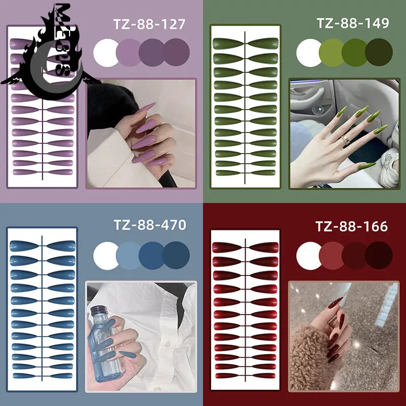 

nail parts Art pointed nails European and American glossy nail patch fake nails parts Manicure free shipping Fingernails fake