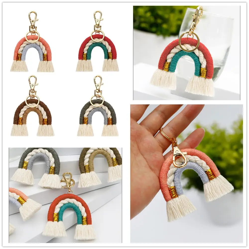 

Fiber Keychain Rainbow Keyring Rainbow Keychain Bohemian Car Keyring Holder Tassel