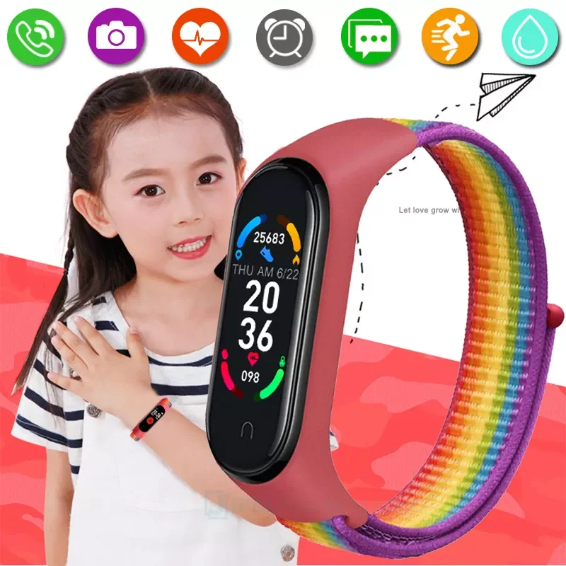 

Цветные Детские умные часы, Детские умные часы для девочек и мальчиков, фитнес-трекер, спортивный браслет, электронные часы, водонепроницае...