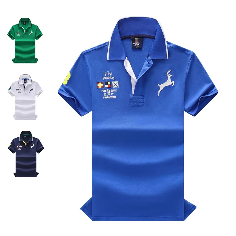 

Роскошные летние спортивные рубашки-поло с коротким рукавом для мужчин, Высококачественная вышивка