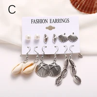vintage aretes de mujer modernos 2022 fashion elegant earings metal earrings seashells star conch set ladies jewelry pendientes