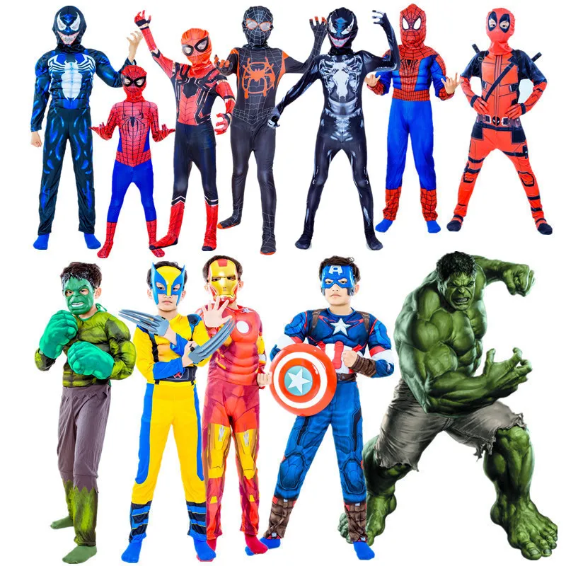 Marvel От 4 до 12 лет Детский костюм Халк/Человек-паук/Железный человек/Веном/Дэдпул