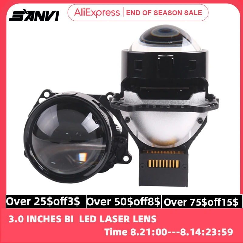 SANVI 2 шт. L60 Bi светодиодный лазерный проектор линза для автомобильных фар, автомобильная зеркальная лампа 3,0 Ice линза для Hella 3r G5 65W 5500k