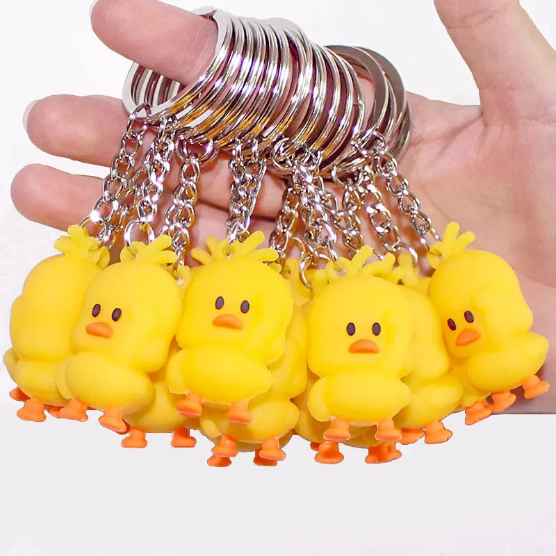 

1pcs Cute Little Yellow Duck Keychain Fashion PVC Fun Small Ducks Doll Keyring Personalized Backpack Car Pendant Gift for Friend