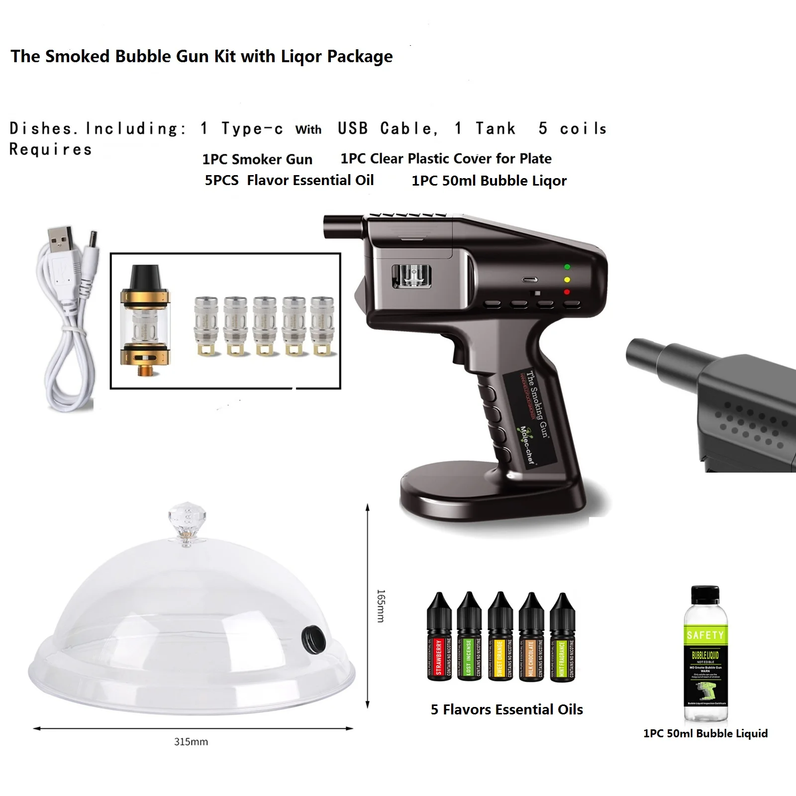Фото Flavor Blaster Smoked Bubble Gun Kit для коктейльных пузырей и курильщика еды Новое блюдо для машины шеф-повара Съедобные пузыри и ароматы №1