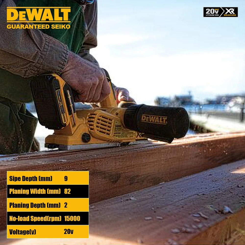 DeWALT DCP580 Wireless Electric Planer Rechargeable 20v 15000pm Cut Width 82mm Depth 2mm SipeDepth 9mm Universal 18v&60v Battery