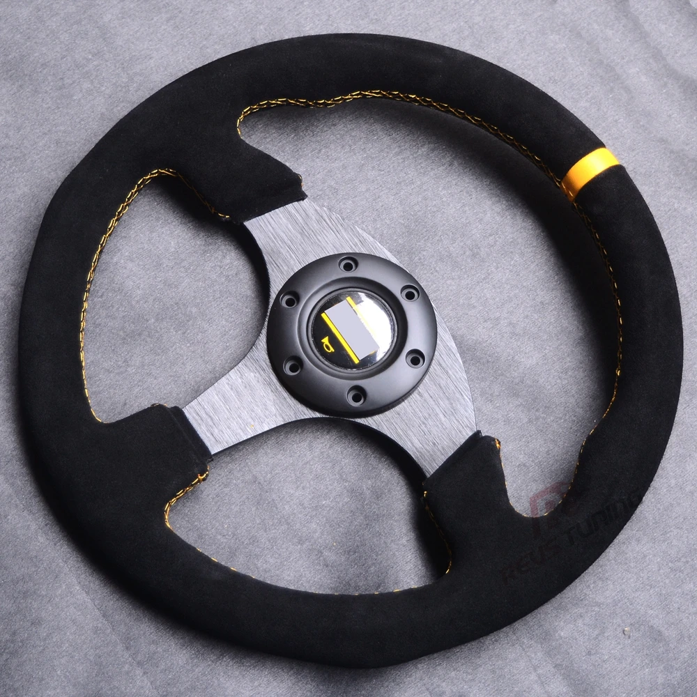 Универсальный 330 мм 13 дюймов замшевый кожаный плоский красный/желтый автомобиль