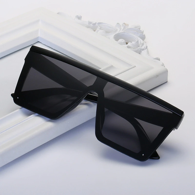 

Солнцезащитные очки в винтажном стиле для мужчин и женщин, зеркальные темные очки с большой оправой, в чёрной квадратной оправе