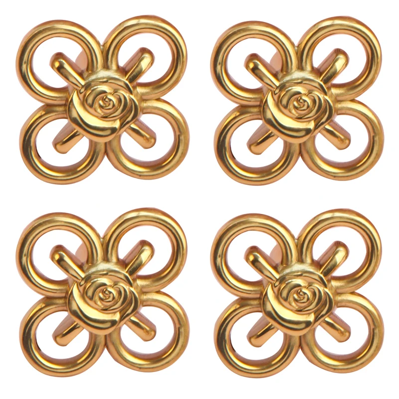 

Четыре кольца, центральный цветочный дизайн, 4 шт, мебель из чистой латуни, ручки для шкафа, кухонного шкафа, телевизора, шкафа