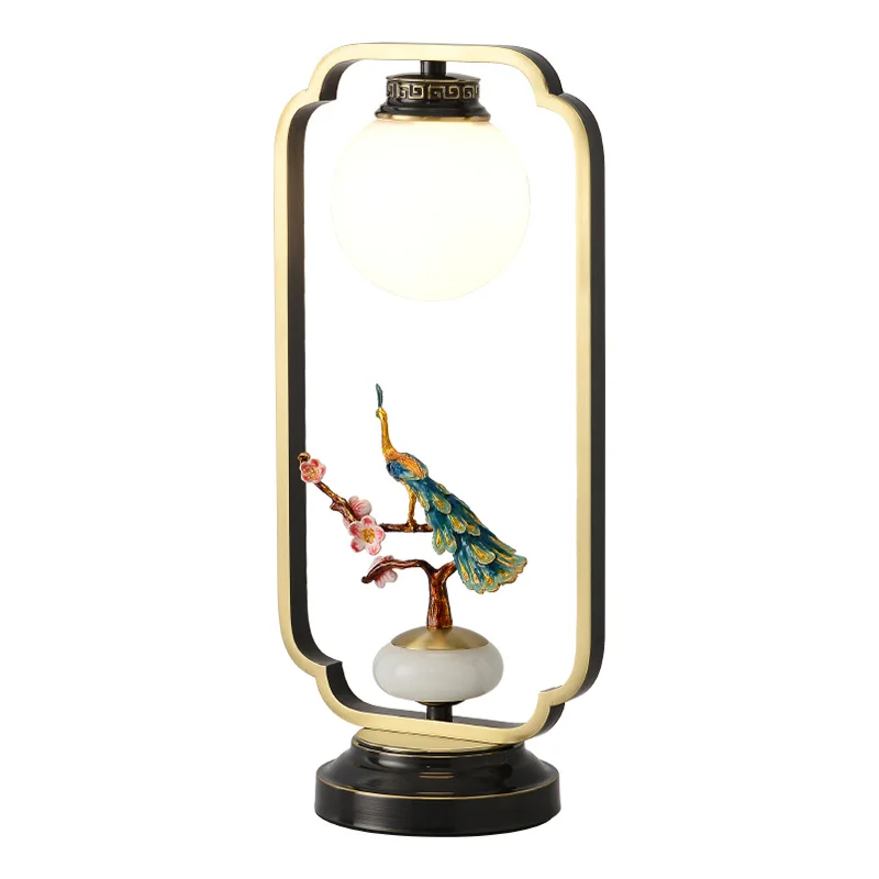 

Новая медная лампа в китайском стиле для гостиной, Современная классическая стеклянная декоративная эмалированная цветная лампа для обучения, домашние аксессуары, домашний декор