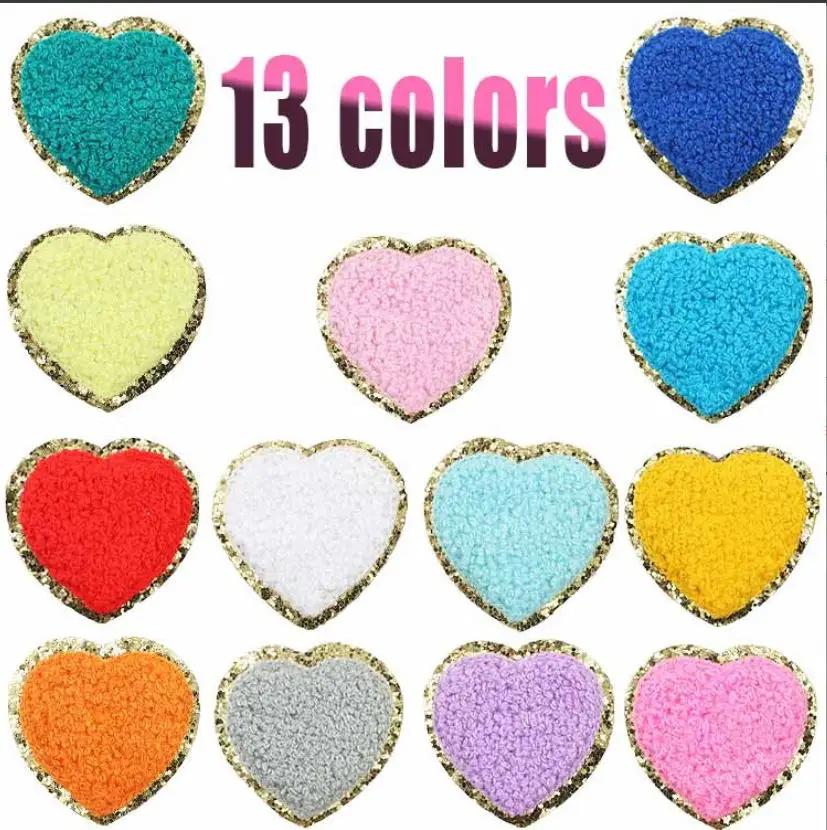 10 шт. полотенце в форме сердца с вышивкой золотой блесток край мотив аппликация