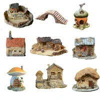 mini house retro building micro fairy garden elf house figurines miniatures vintage resin gardening creative diy home decor