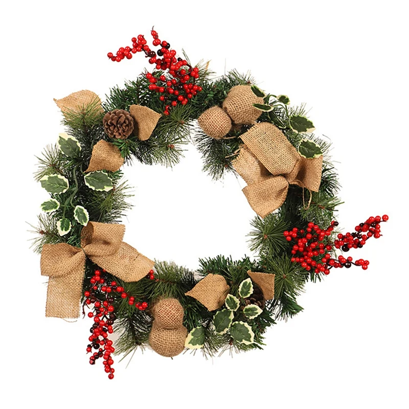 

Artificial Christmas Pine Wreath For Front Door Wall Window Fireplace Farmhouse Home Decoration