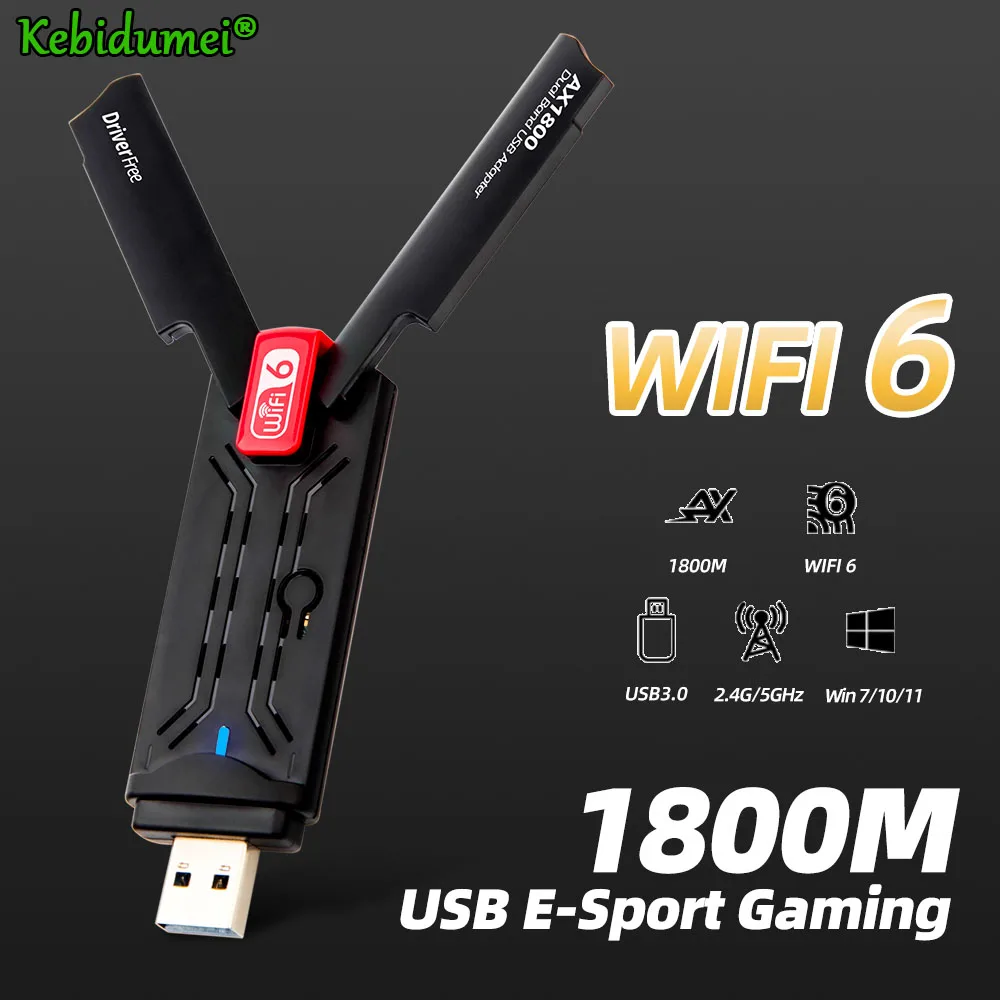 

USB 3.0 1800Mbps Wifi 6 Adapter Dual Band 5GHz 2.4Ghz 802.11AC Wifi Dongle High Performance Network Card For Laptop Desktop