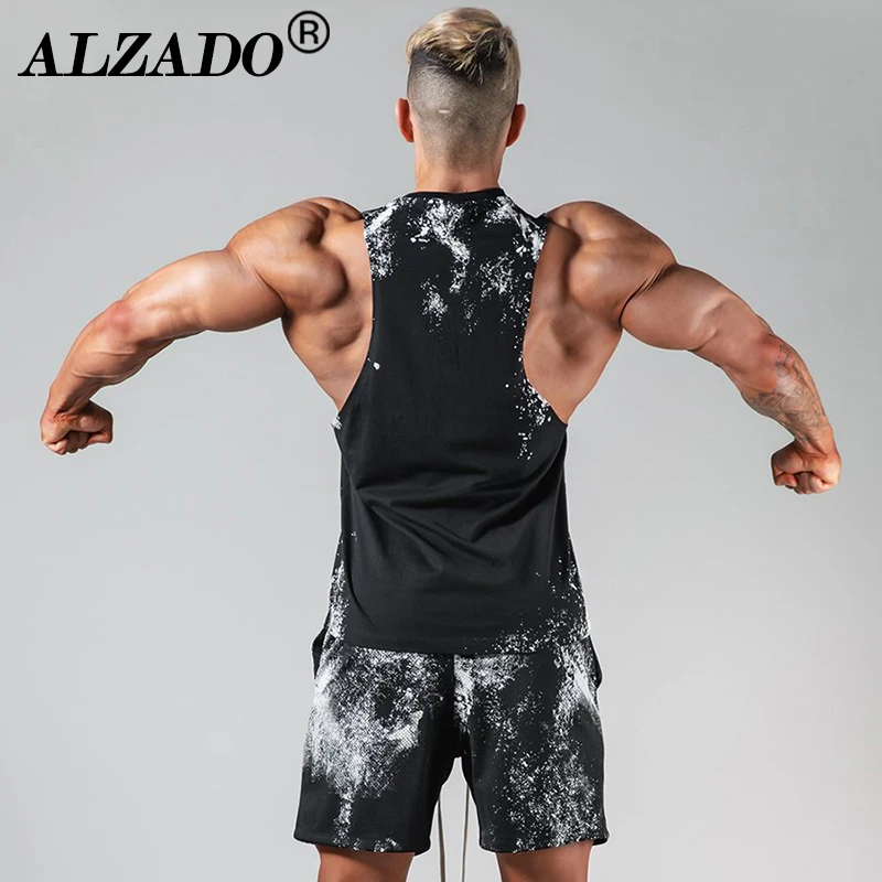 

ALZADO Brand 2022 Tracksuit Gym Summer Men's Trend Sports Fitness Casual Shorts T-Shirt Short Sleeve Suit Two-piece Outfits