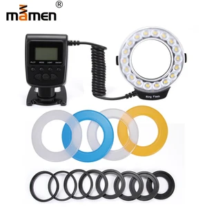 mamen 48 macro led ring flash light with 9 adapter ring for nikon canon pentax olympus panasonic camera dslr ring flash kit free global shipping