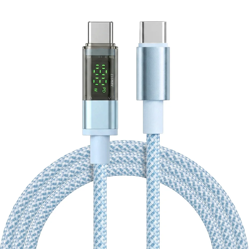 Фото Кабель USB-C PD 240W для быстрой зарядки, Type-C - Type-C, с дисплеем, для Xiaomi POCO F3, Realme, Macbook, iPad №2