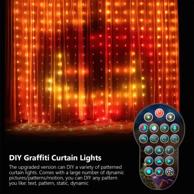 DIY Curtain String Light Smart LED RGB Color Curtain Lamp Bluetooth APP Remote Control Fairy Light DIY Pattern Home Decoration