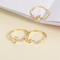 fashion a z letter adjustable open rings for women tiny name initial letter finger rings aesthetic jewelry friend lovers gifts
