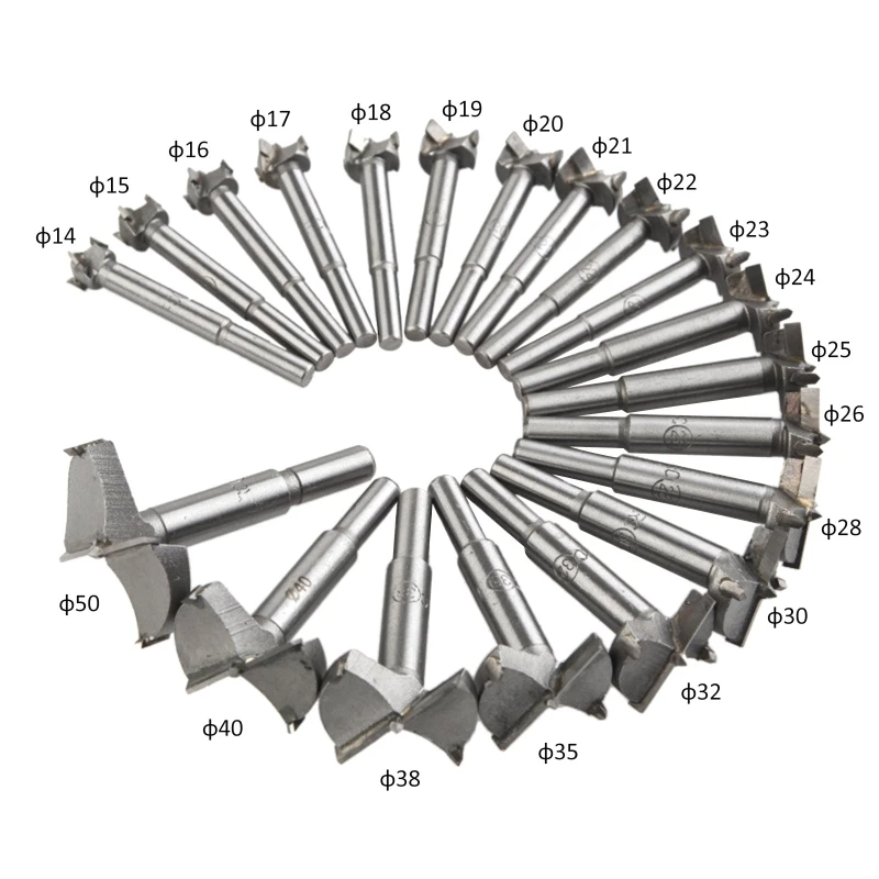 

Сверла форстнера, набор из 20 твердосплавных насадок 14-50 мм, для деревообработки