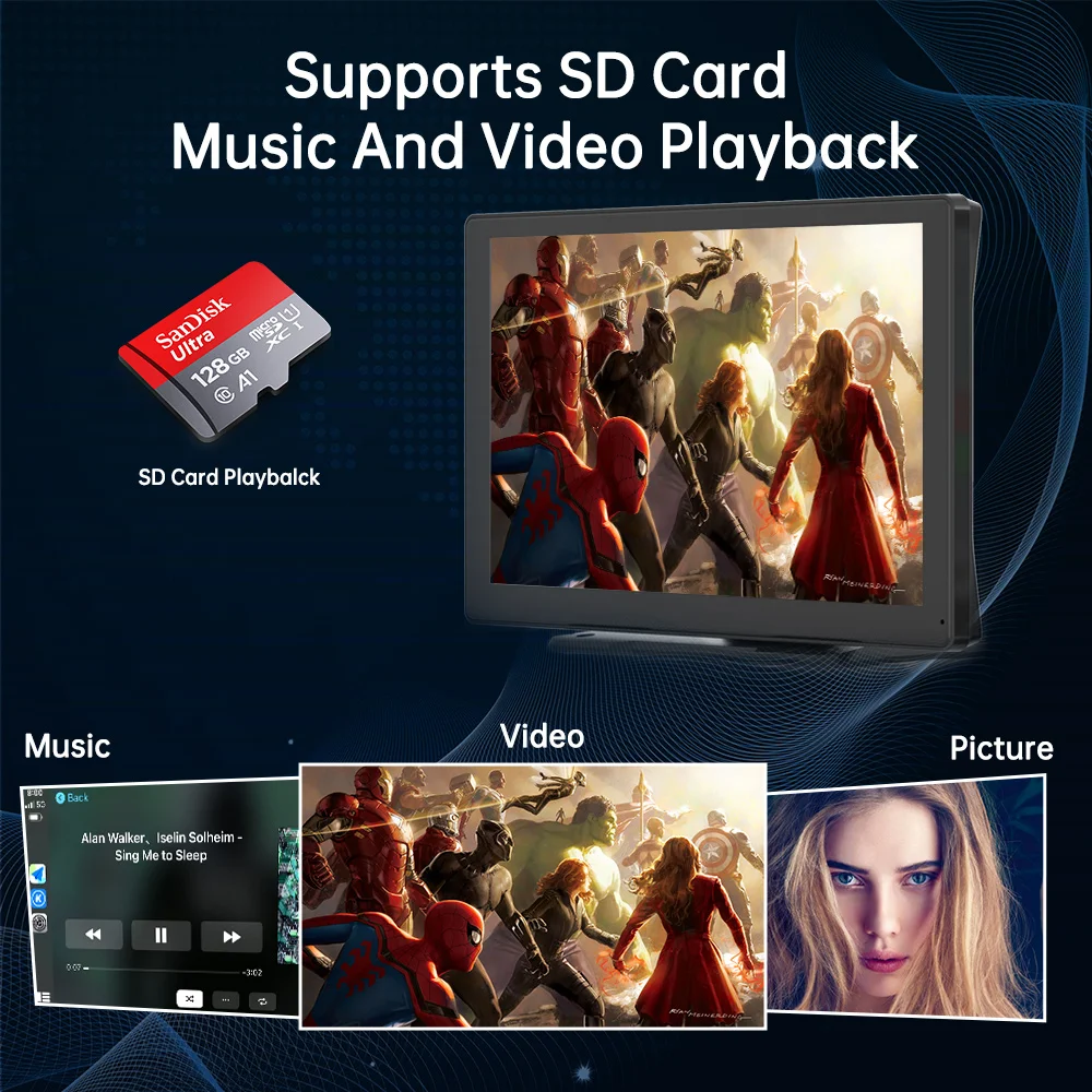 JIUYIN 9-дюймовый универсальный автомобильный радиоприемник беспроводной Carplay Apple