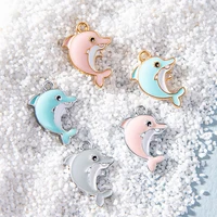 10pcs enamel silver dolphin pendants earrings charms for jewerly making diy bracelet women necklace keychain phone cute charms