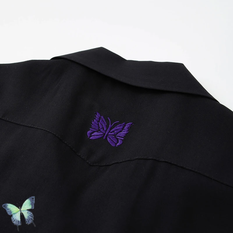 Needle Butterfly Embroidery Shirt Shorts Set AWGE Short Sleeve Shirt