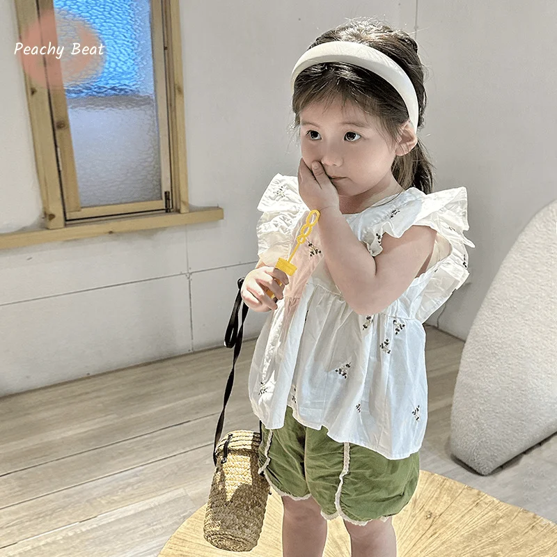 

Fashion Baby girl Clothes Set Fly Sleeve Top+ Short Pant 2PCS Infant Toddler Child Summer Ruffle Casual Baby Clothing Suit 1-10Y