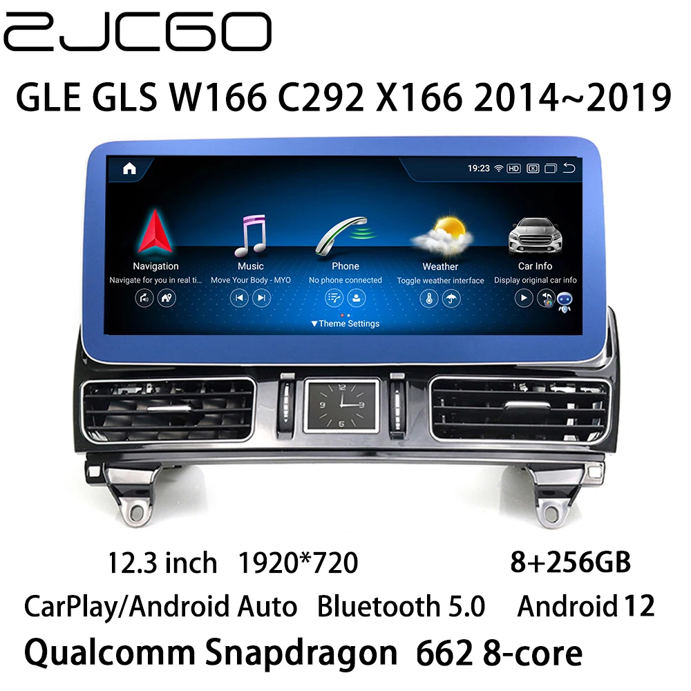 

ZJCGO Car Multimedia Player Stereo GPS Radio Navigation Android 12 Screen for Mercedes Benz MB GLE GLS W166 C292 X166 2014~2019