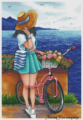 

14/16/18/27/28 Top Quality Beautiful Counted Cross Stitch Kit memories of summer at the seaside - girls 35-46