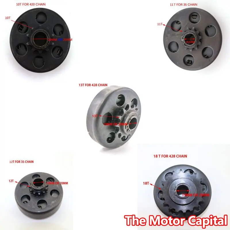 

10t 11t 12t 13t 18t for 16mm 19mm 20mm for 35 link 420 link 428 link Centrifugal Automatic Clutch fit GO Kart Minibike