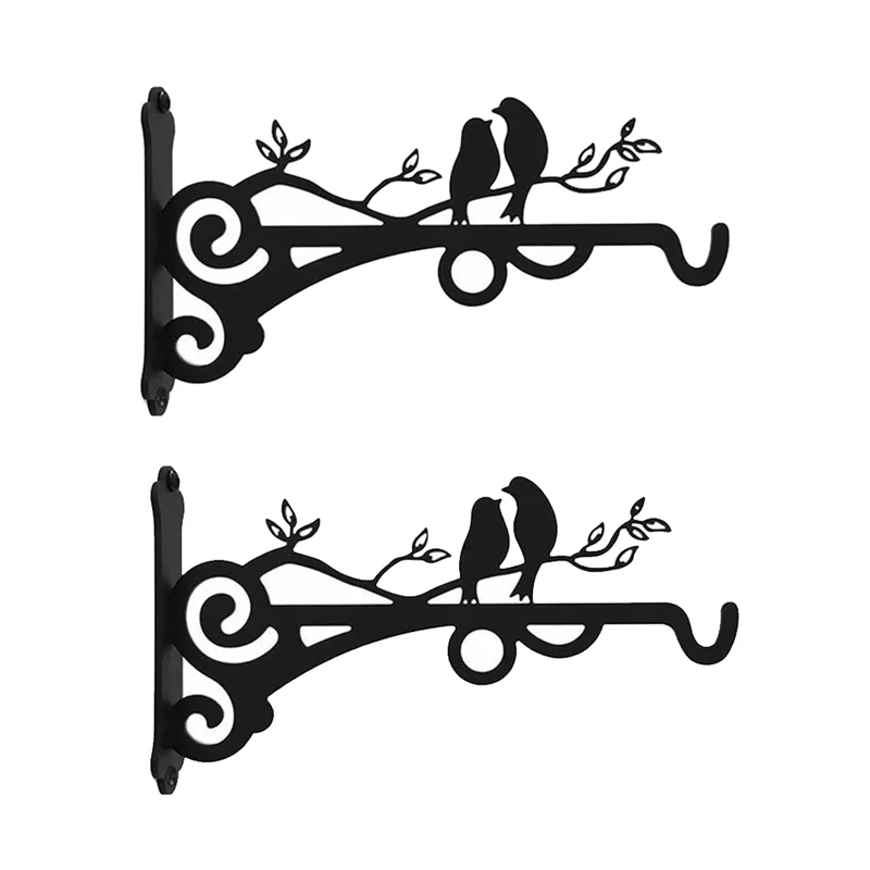 

Metal Hanging Basket Hooks Solid with Screws Outdoor Plant Bracket Wall Mounted Hook Plants Lantern Bird Feeder 2Pcs