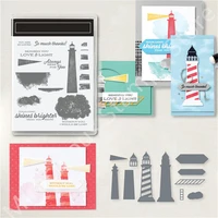 2022 new lighthouse metal cutting dies and clear stamps for diy scrapbooking paper cards handmade embossing decoration crafts