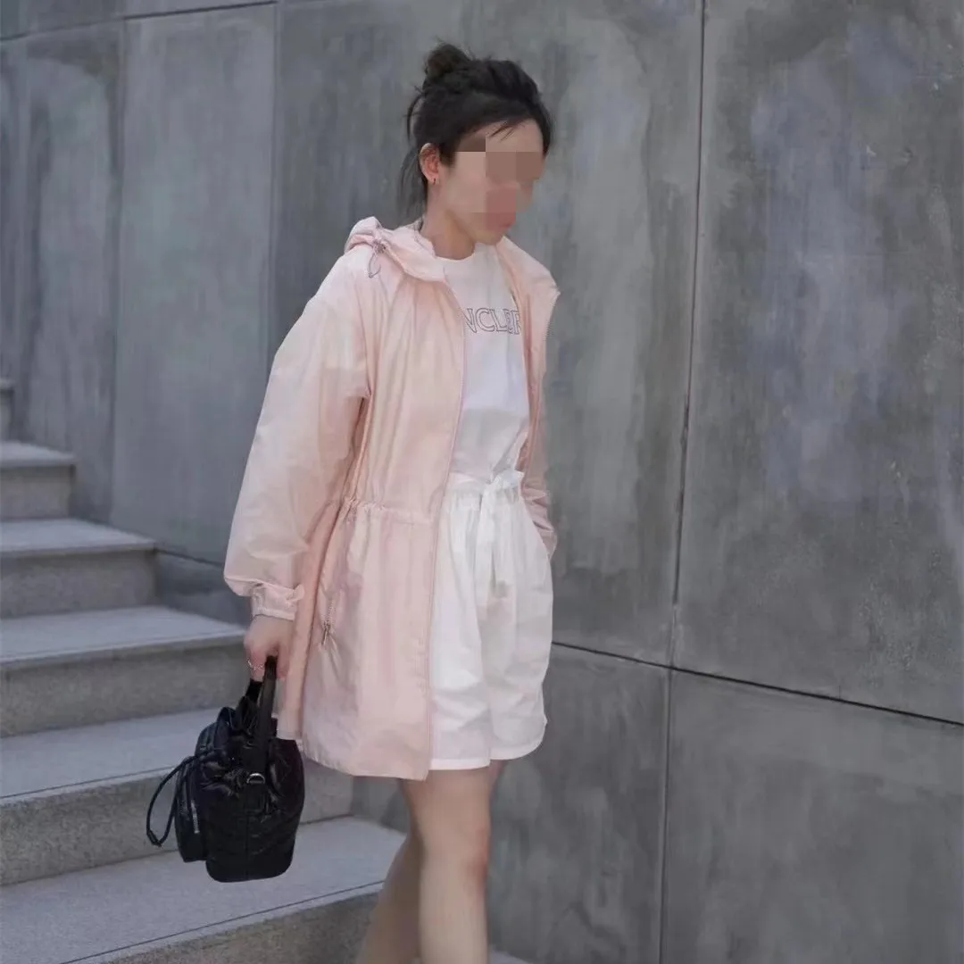 

Летняя новая Солнцезащитная одежда женская тонкая модная ветровка средней длины большого размера свободная талия