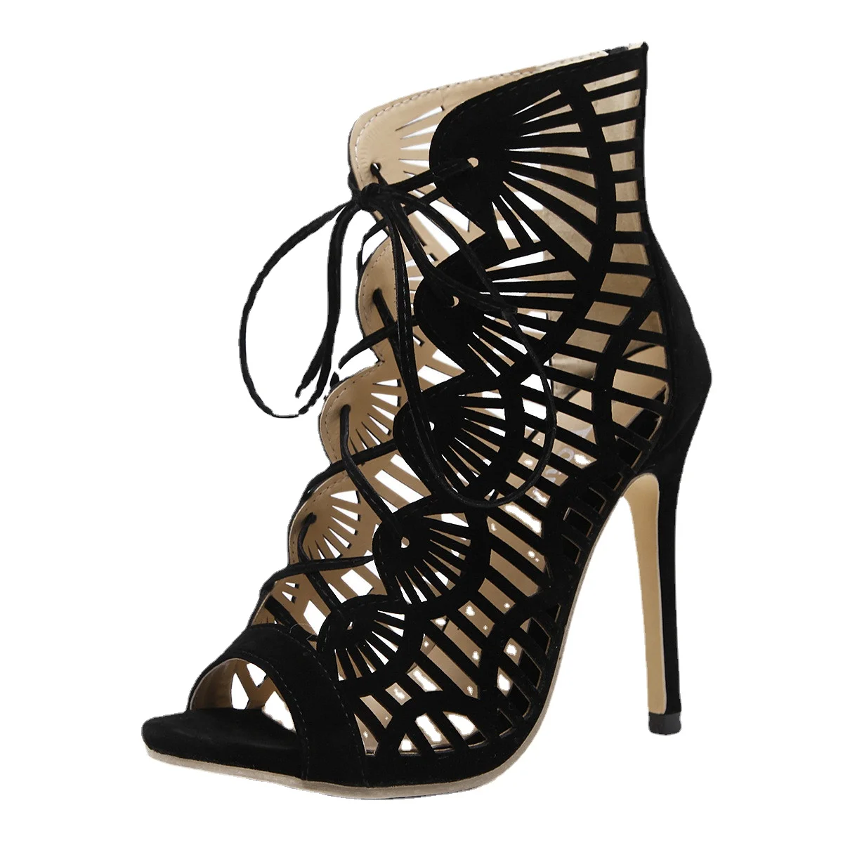 

Gladiator Roman Summer Sandals Cross-tied Boots Women New Sexy Hollow Peep Toe High Heels Shoes Woman Stiletto 2022