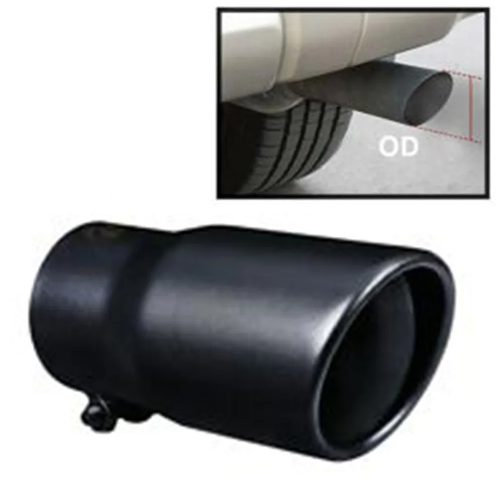 

62mm Car Exhaust Pipe Straight Carbon Tail End Tip Black Car Exhaust Muffler Muffler Tip Tail Throat Stainless Steel