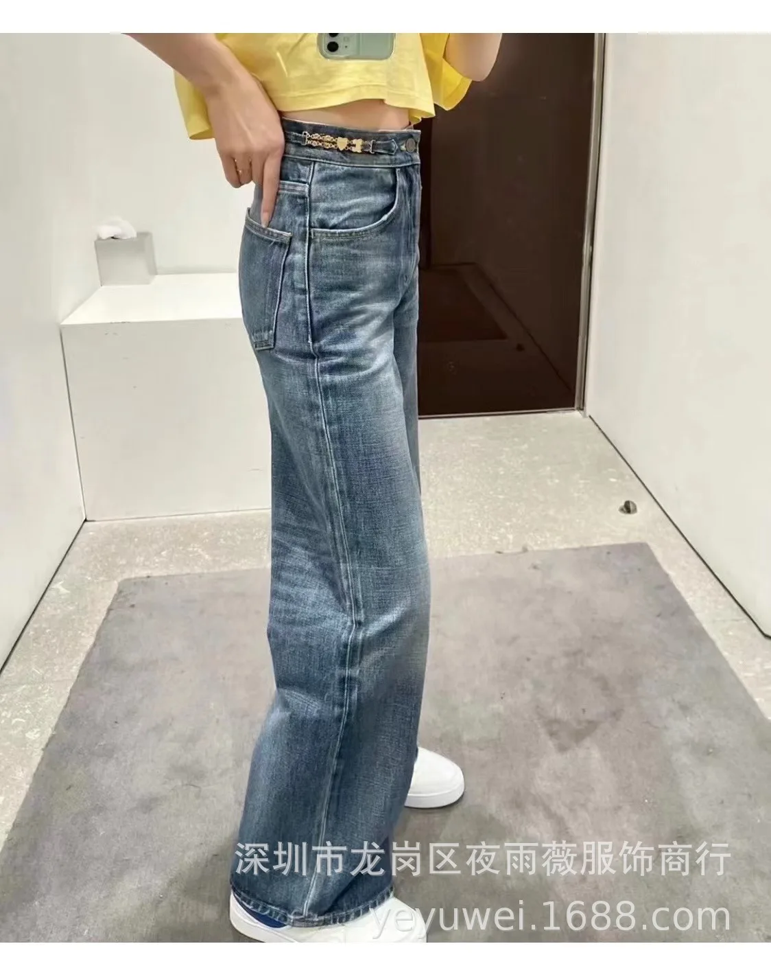 

C's 2022 New Women Jeans CE Limited Love Chain Jeans Triumphal Arch High Waist Slim Straight Pants Women
