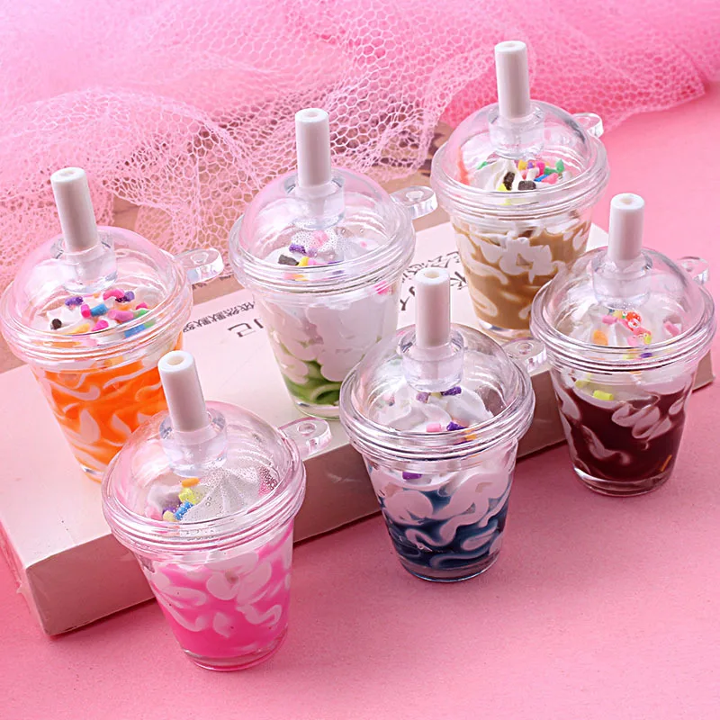 

Cartoon Milk Key Chain Milk Tea Key Chain Floating Bottle Pendant Lady Pendant Bag Key Ring Couple Jewelry Car Key Chain Jewelry