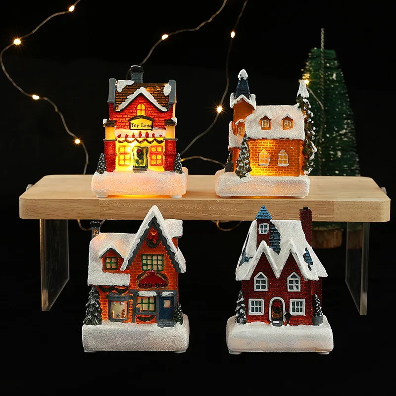 

Christmas Decoration Micro Landscape Resin Luminescence Christmas Small House Christmas Gift Creative Table Resin Ornaments