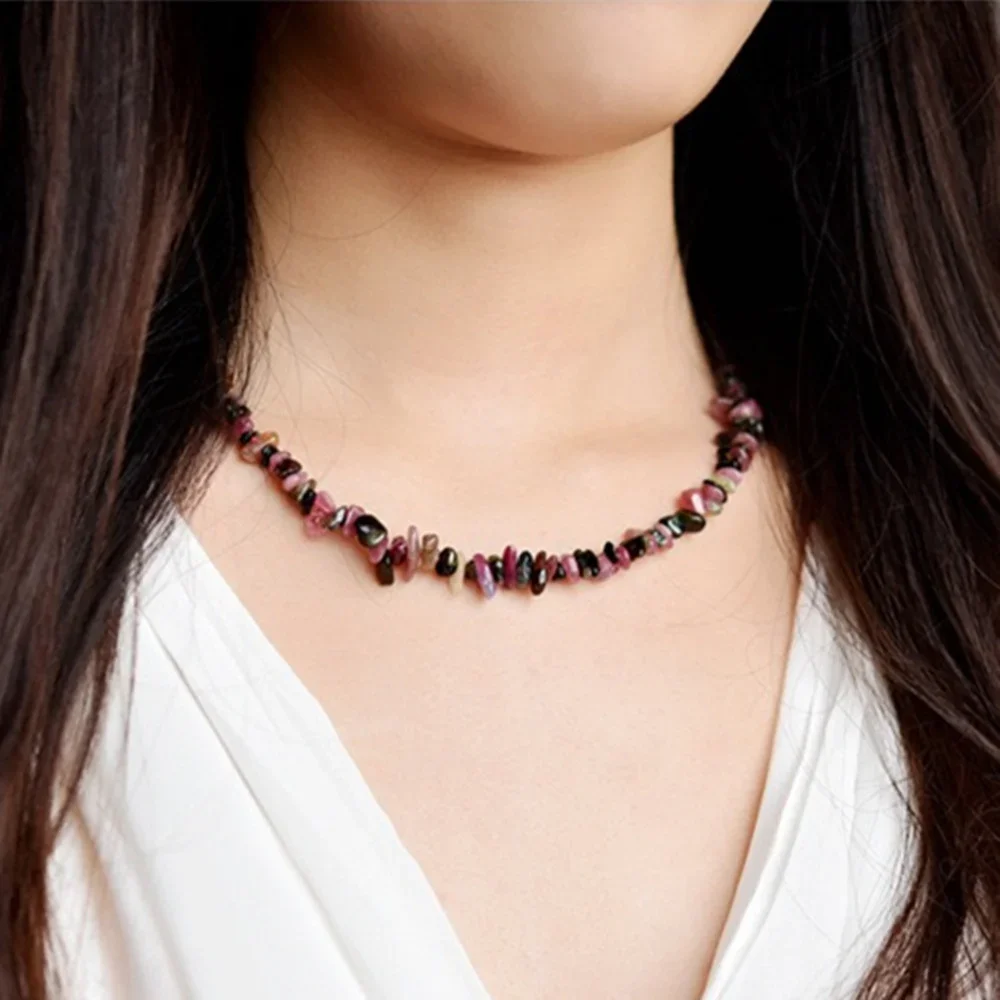 Ожерелье из натурального камня с турмалиновыми бусинами для женщин и мужчин