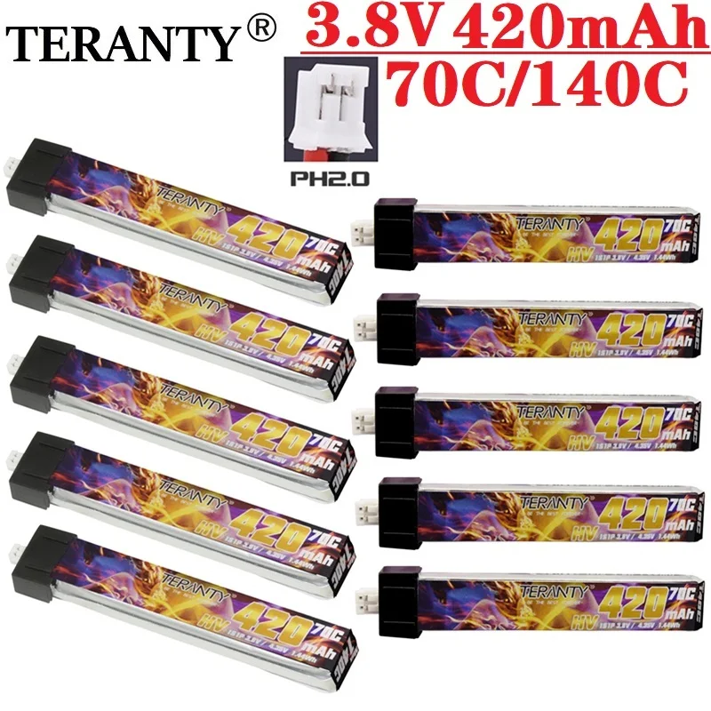

TERANTY 1S HV 3.8V/ 4.35V 420mAh 70C/140C FPV Lipo Battery with PH2.0 Plug For RC FPV Racing Drone Spare Parts Accessories