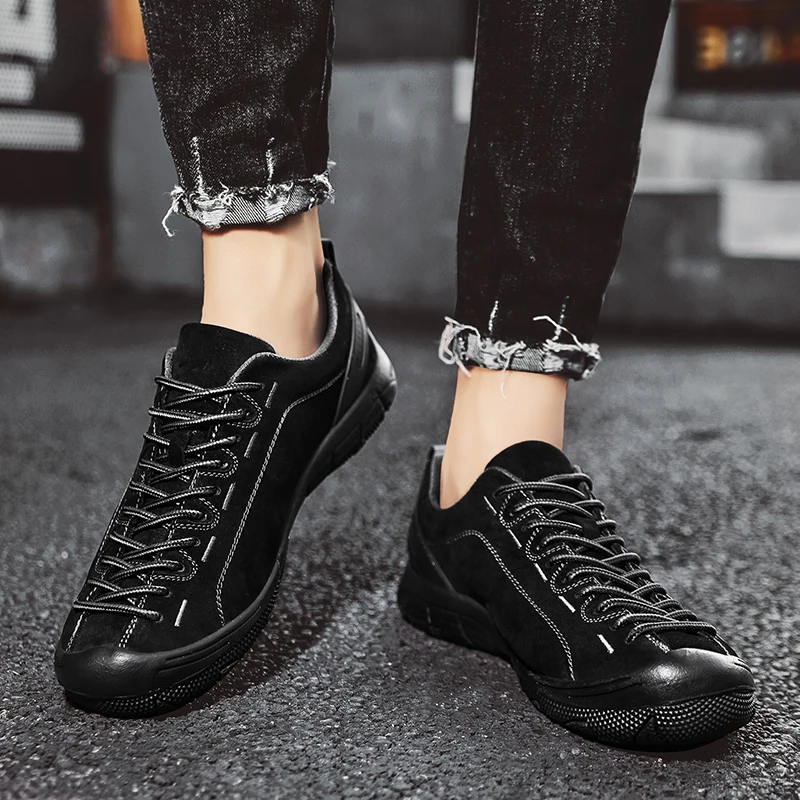 HIKEUP Outdoor Men's Shoe High Quality Genuine Leather Men Hiking Shoes Breathable Non-slip Trekking Sneakers Casual Shoes