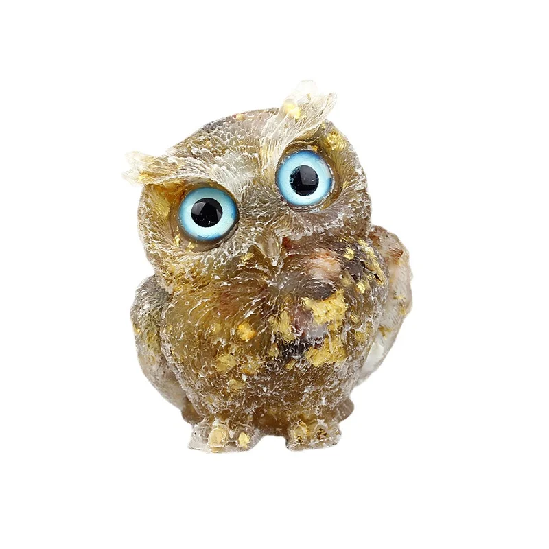 

1PCS Crystal Animal Owl Gravel Stone NaturalMade Crafts Hand Small Resin DIY FigurinesSmall Made DIY Figurines Hand Resin Crafts