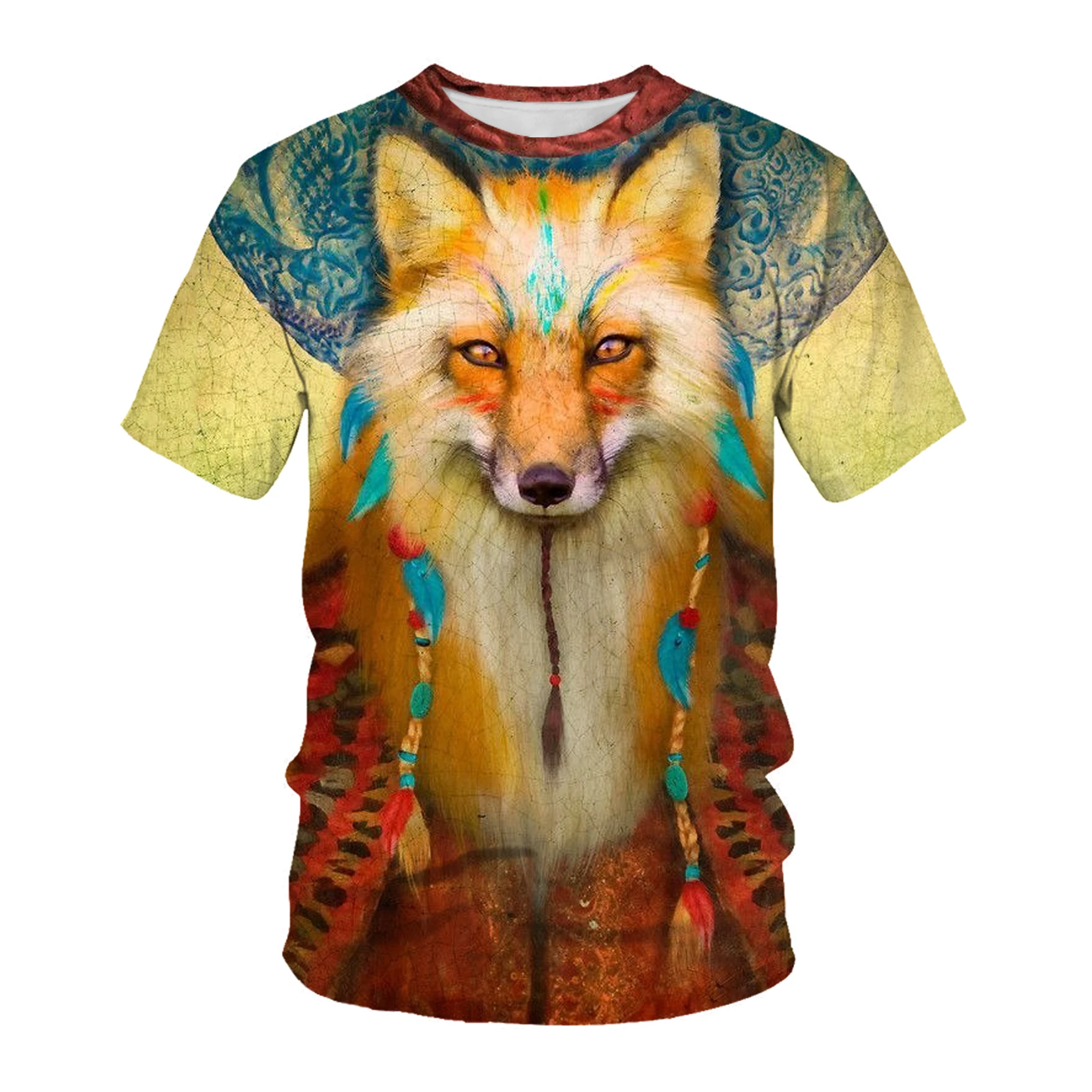 

Summer hot selling men's T-shirt 3D printing wolf figure latest round neck short sleeve trend casual fashion large silhouette
