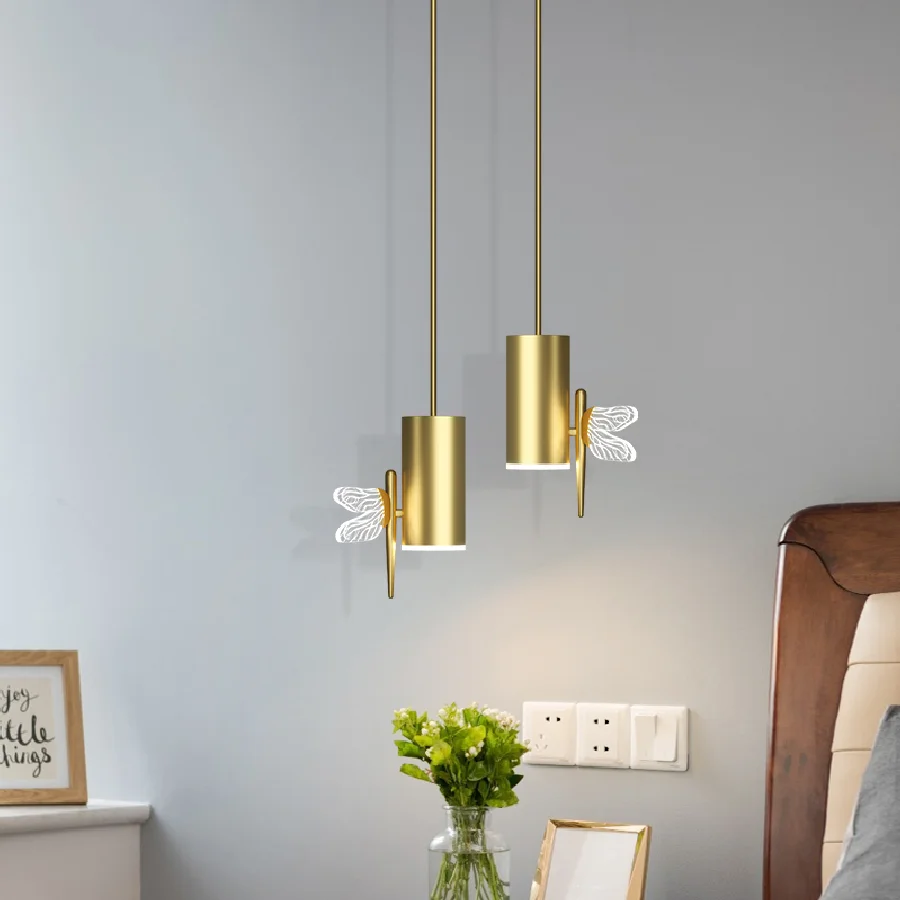 

Минималистичные светодиодные подвесные светильники со стрекозой для дома, столовой, кухни, спальни, подвесные светильники, внутреннее осве...