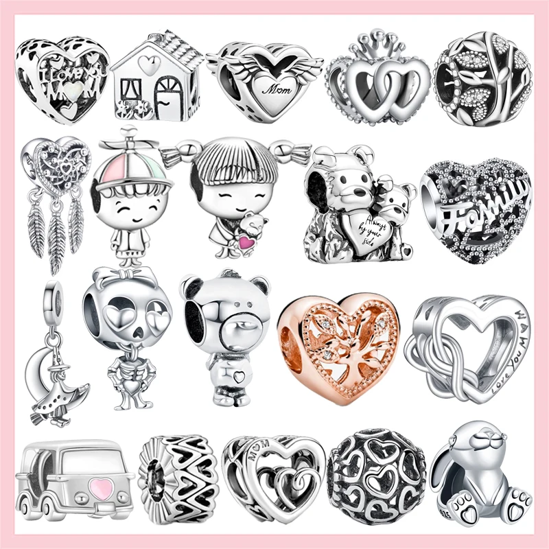 Шармы-бусины из серебра 925 пробы для браслета и ювелирных изделий