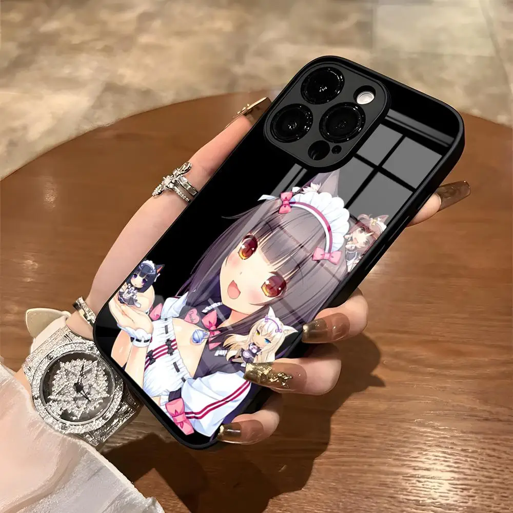 Nekopara Phone Case For IPhone 15 Pro Max 14 12 16 11 13 Mini X XR XS 8 7 Plus SE Tempered Glass Back Cover